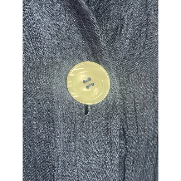 Sandra Soulos Linen Blue Women's Tunic Top Sz 12 Gauzy Lagen Art Coastal Casual - Picture 2 of 5